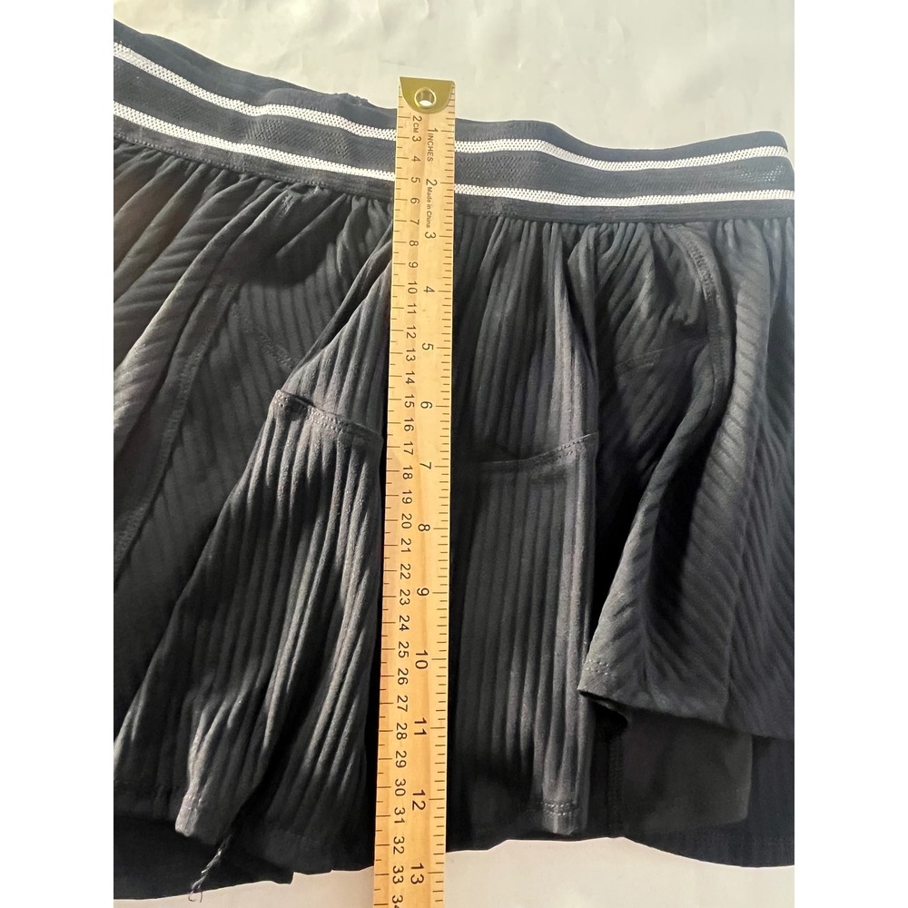 Free People FP Movement Give It A Whirl Skort Black Ribbed Athletic Mini Skirt L - Picture 7 of 7